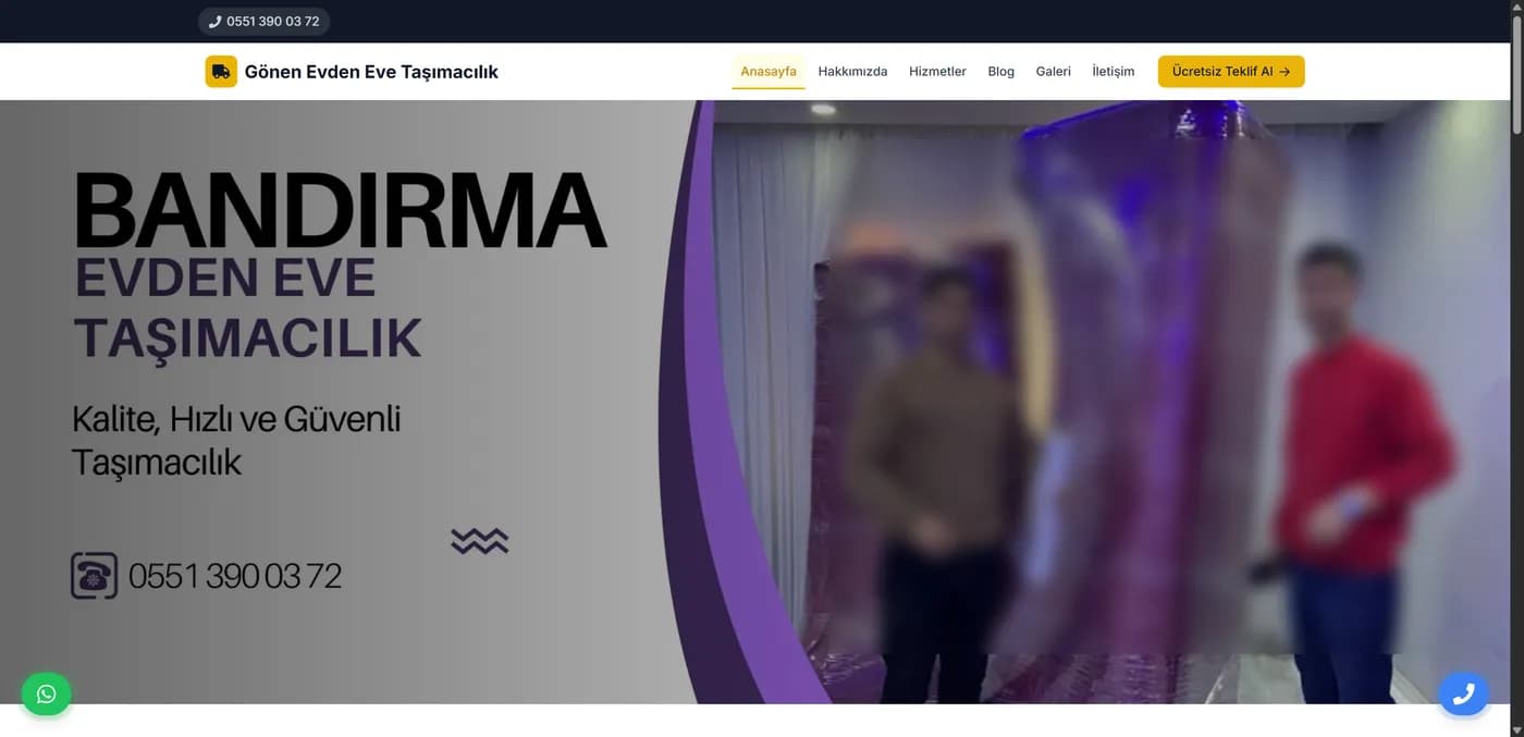 Gönen Evden Eve Taşımacılık — proje ekran görüntüsü